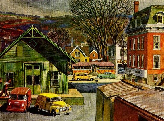 Loading Freight at Small Town Train Station (detail)